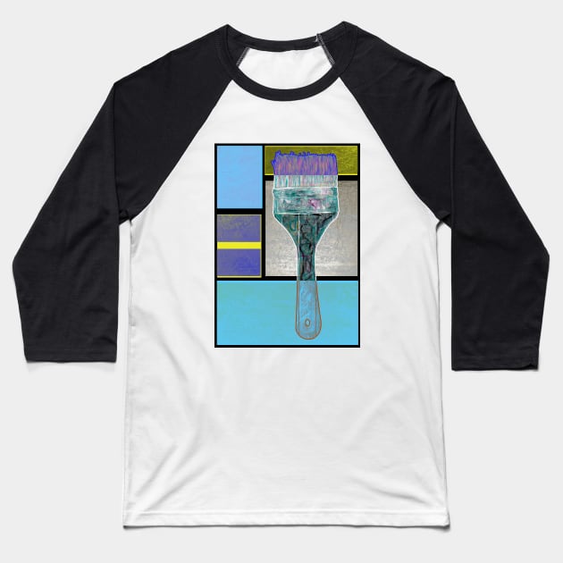 Artist Brush On Geometric Patterns Baseball T-Shirt by crunchysqueak